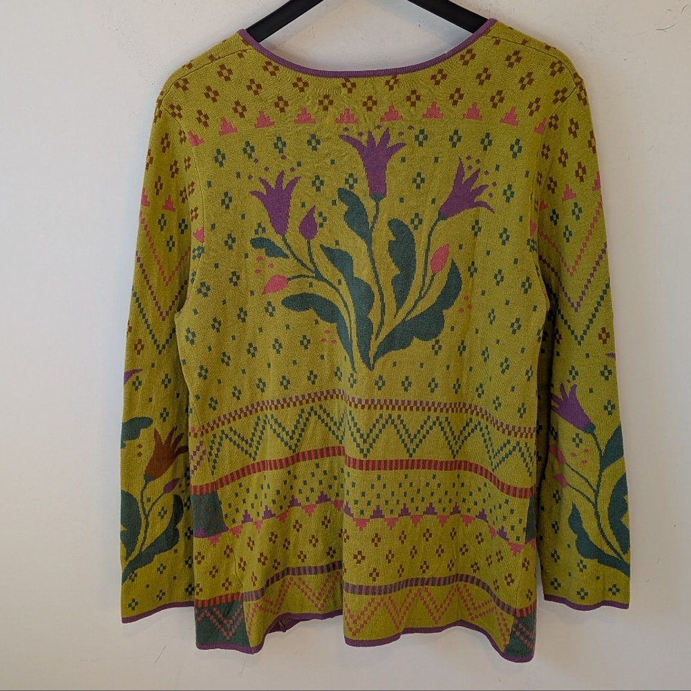 Gudrun Sjoden Women's Green Multicolor Organic Cotton Cardigan Sweater Medium - Picture 4 of 7
